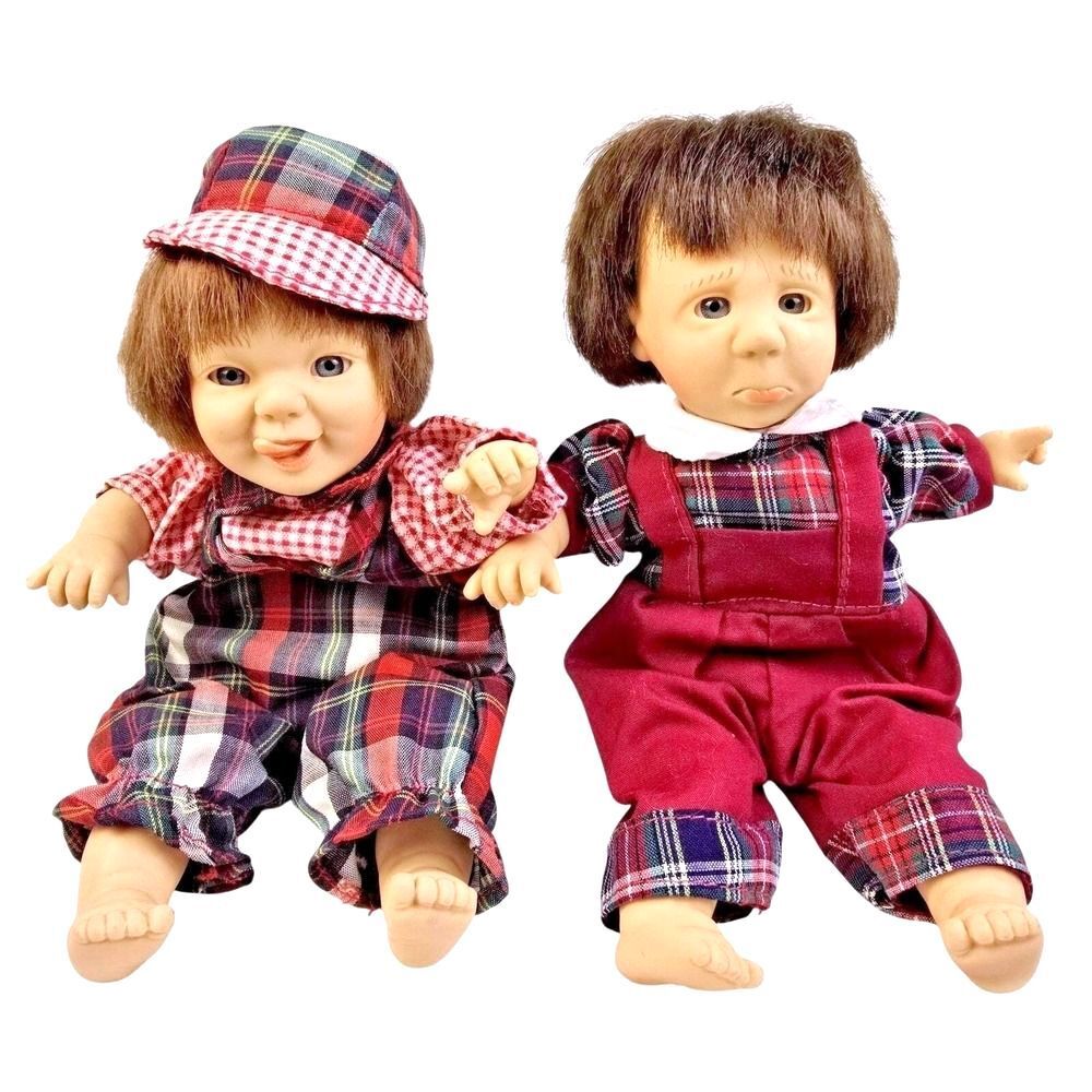 Vtg 90s Gi-Go 7.5" Dolls Sad Boy Happy Girl Expressions Set Expressions